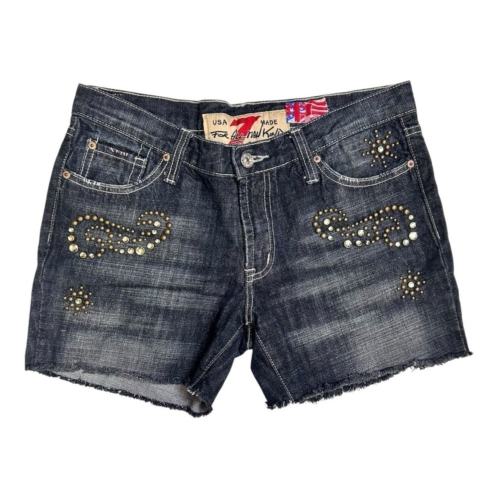 7  for all Mankind The Great Wall of China Jean Cut Off Shorts Dark Wash Y2K 30